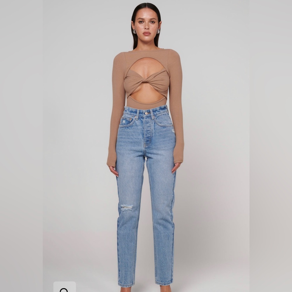 Bayse Brand Beige Cut out Bodysuit NWT